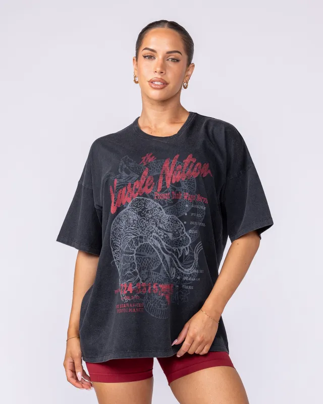 Cobra Vintage Oversized Tee - Washed Black sold by Muscle Nation