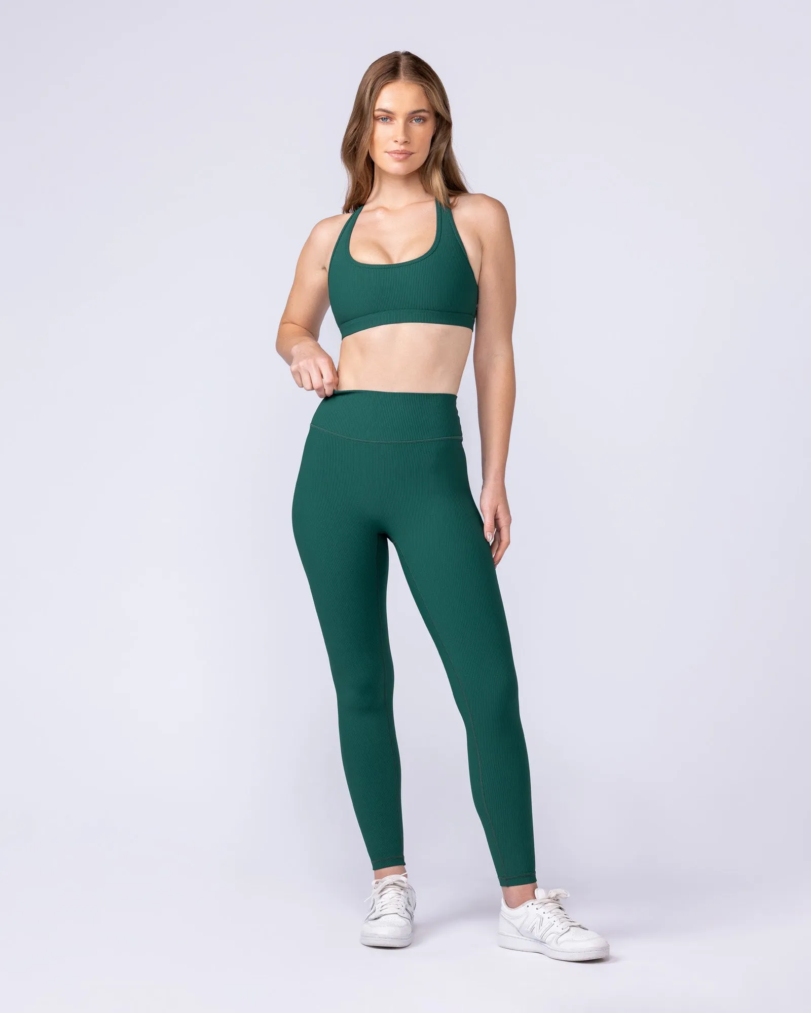 Zero Rise Rib Ankle Length Leggings - Evergreen sold by Muscle Nation product image thumbnail 5