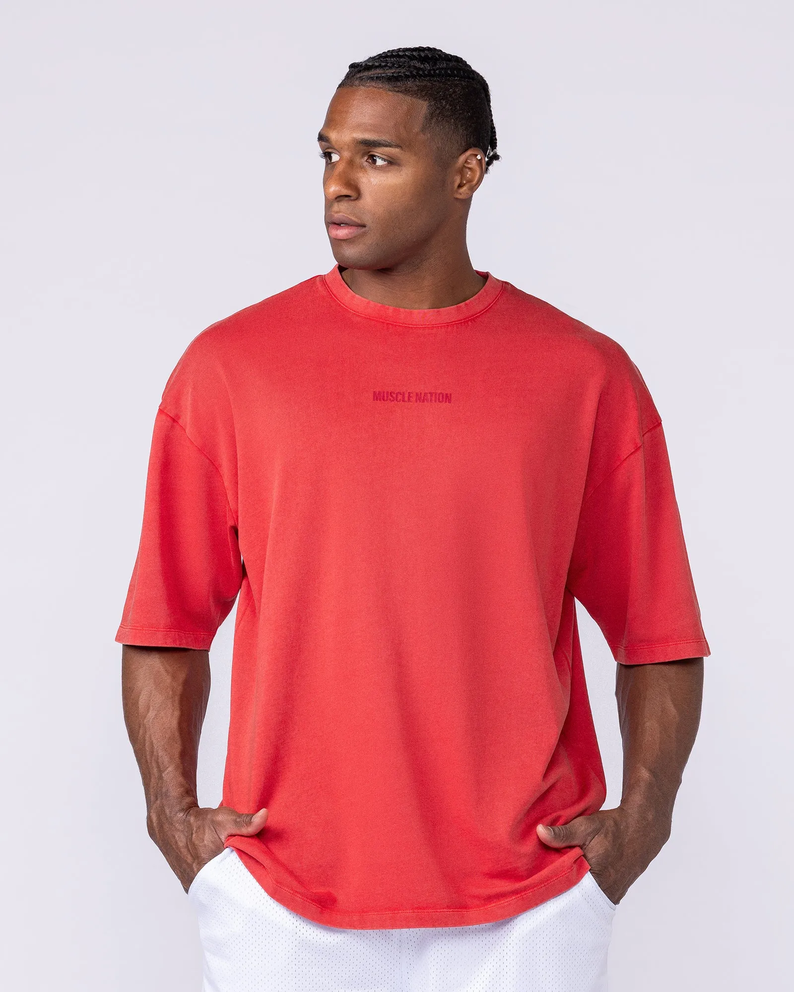 Worldwide Oversized Vintage Tee - Washed Red sold by Muscle Nation product image thumbnail 3