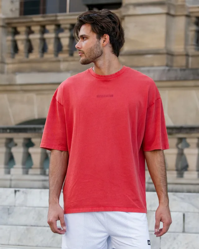 Worldwide Oversized Vintage Tee - Washed Red sold by Muscle Nation