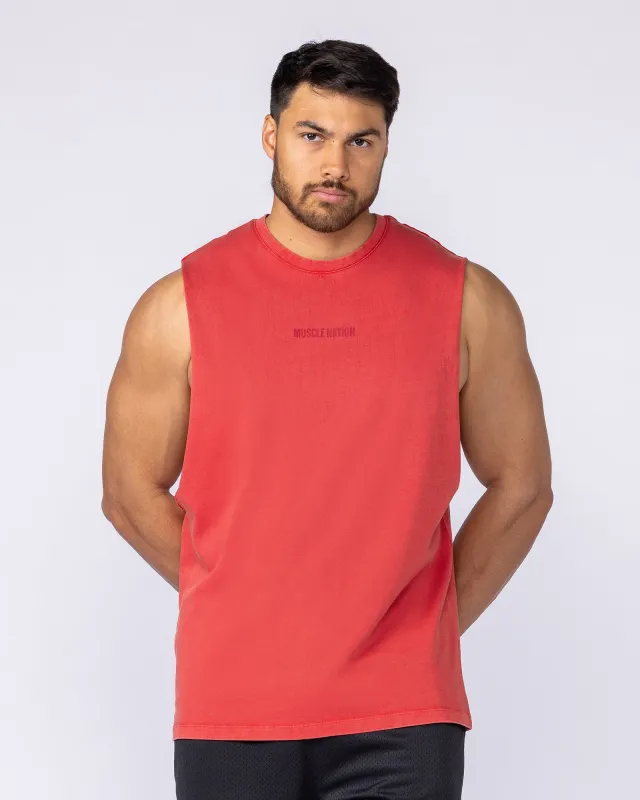 Vintage Training Drop Arm Tank - Washed Red sold by Muscle Nation