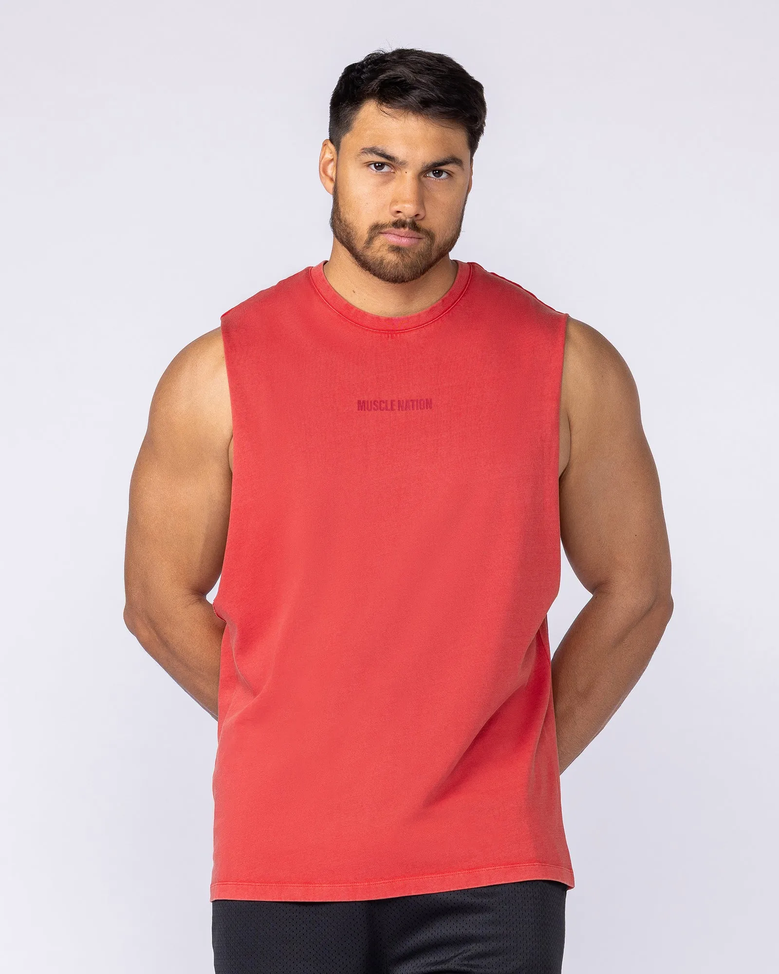 Vintage Training Drop Arm Tank - Washed Red sold by Muscle Nation