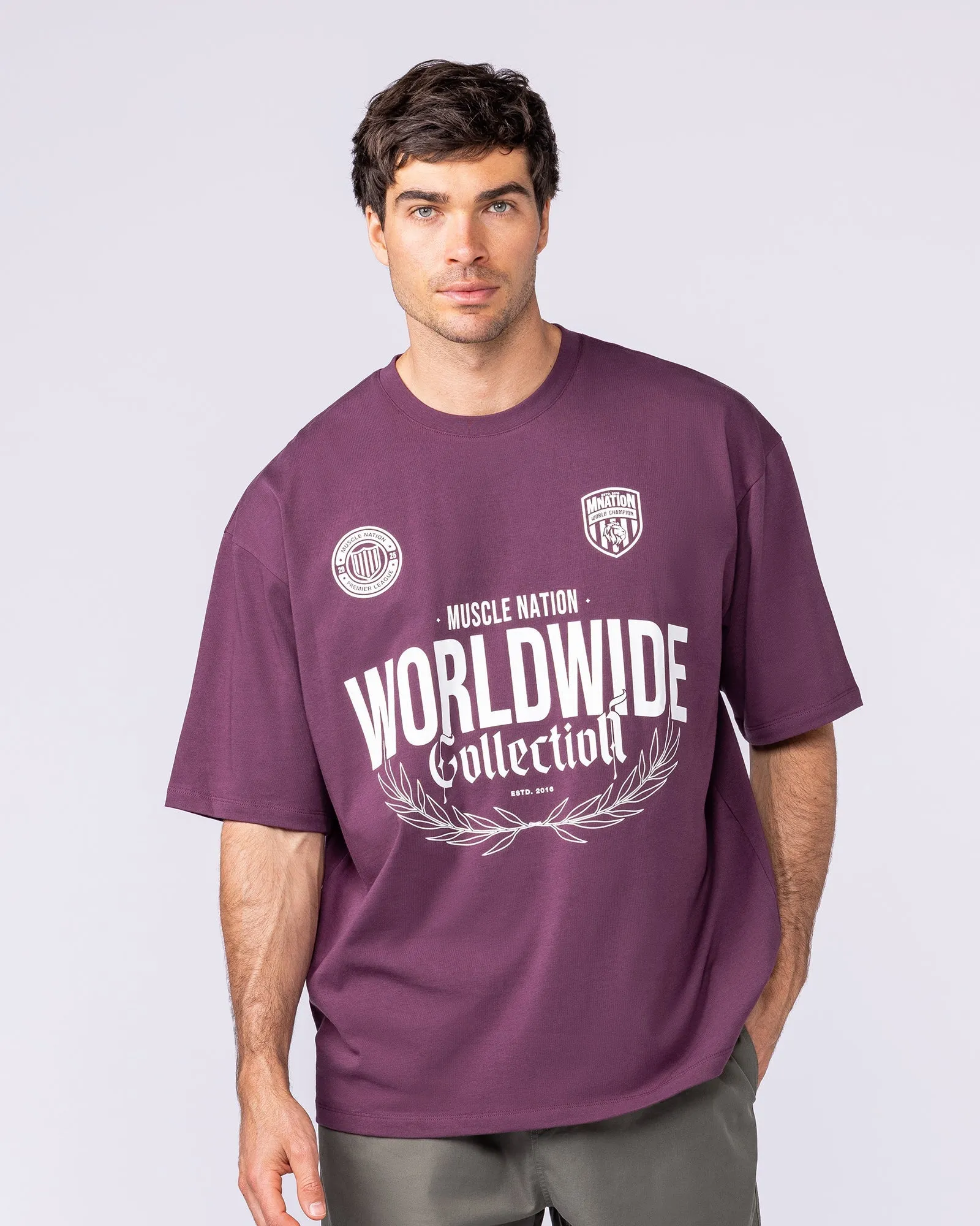 Worldwide Collection Oversized Tee - Cranberry sold by Muscle Nation