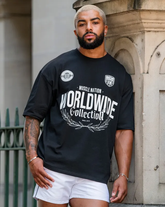 Worldwide Collection Oversized Tee - Black sold by Muscle Nation