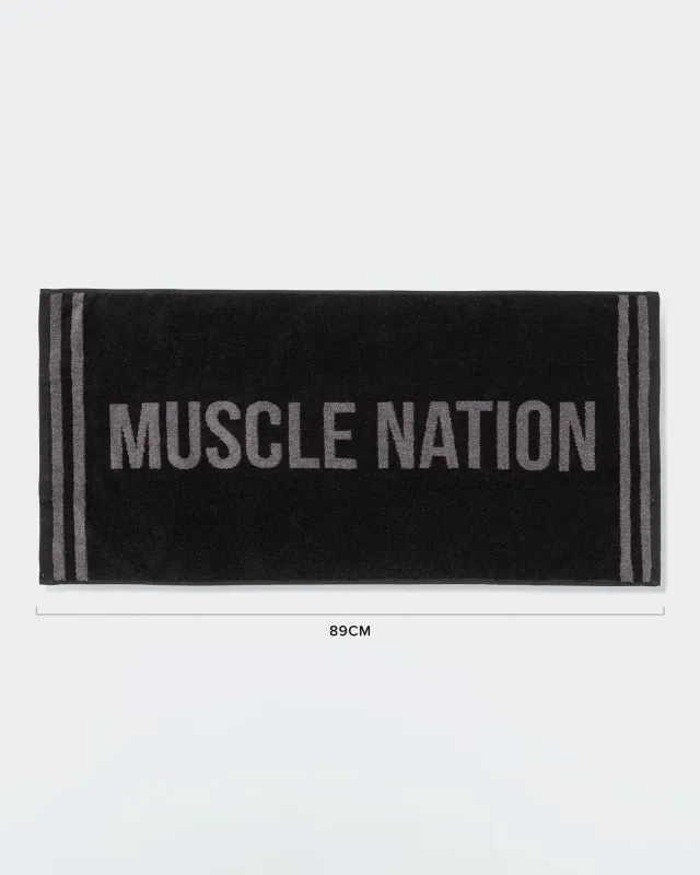 Sweat Towel - Black / Tornado sold by Muscle Nation