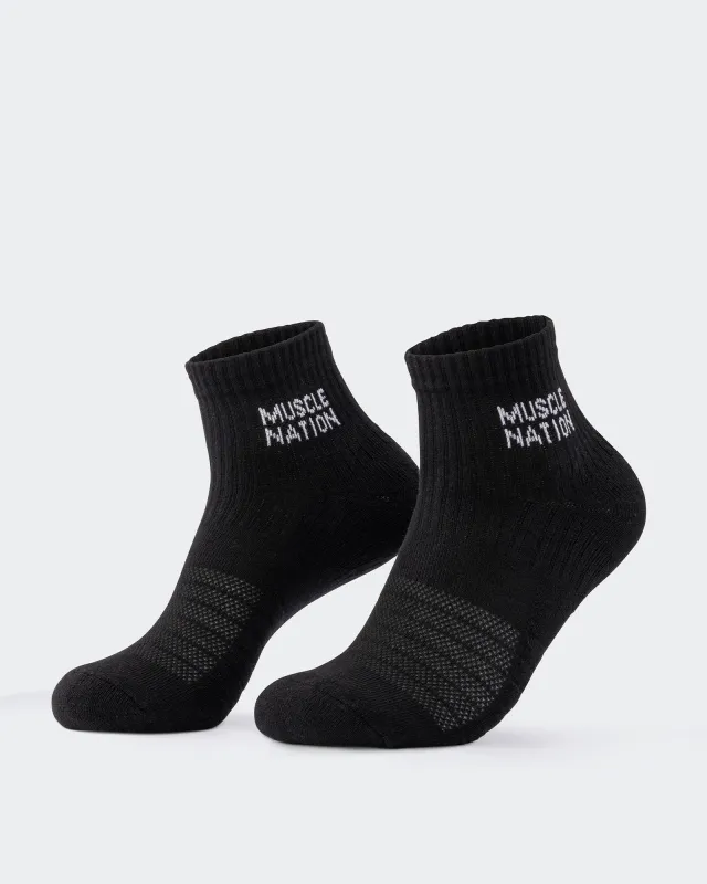 Womens 1/4 Crew Sock (2X Pack) - Black / White made by Muscle Nation