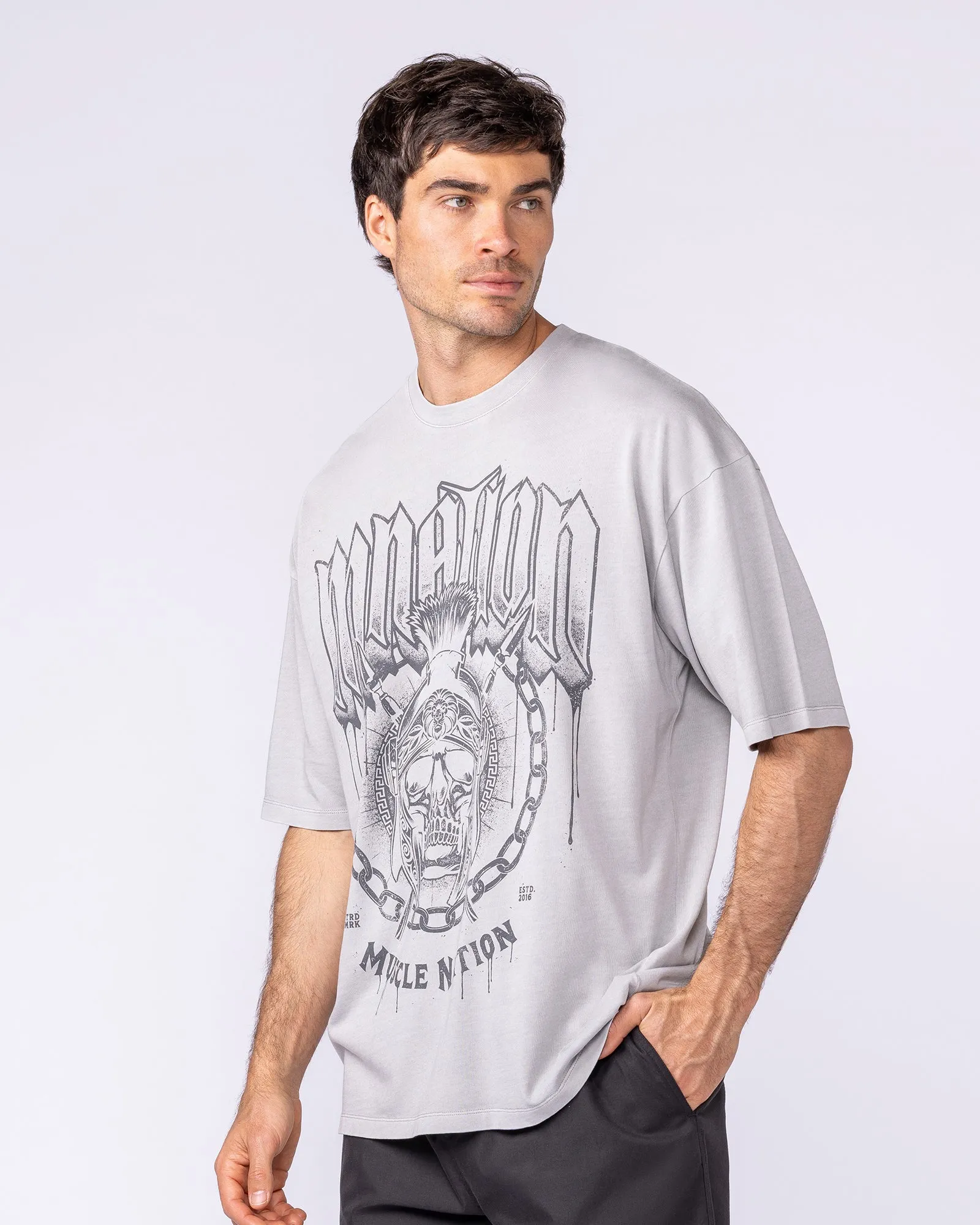 Spartan Oversized Vintage Tee - Washed Quiet Grey sold by Muscle Nation product image thumbnail 3