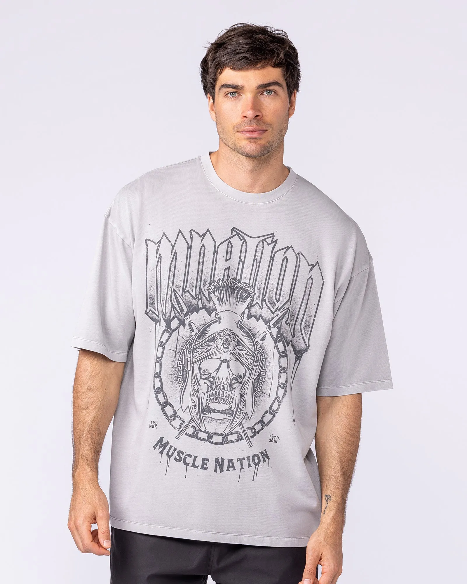 Spartan Oversized Vintage Tee - Washed Quiet Grey sold by Muscle Nation
