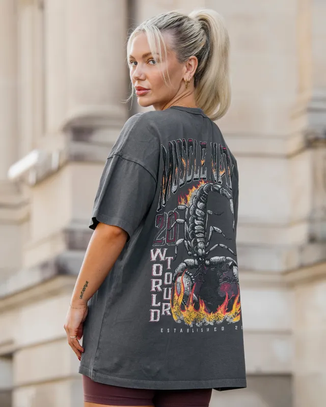 World Tour Oversized Vintage Tee - Washed Tornado sold by Muscle Nation