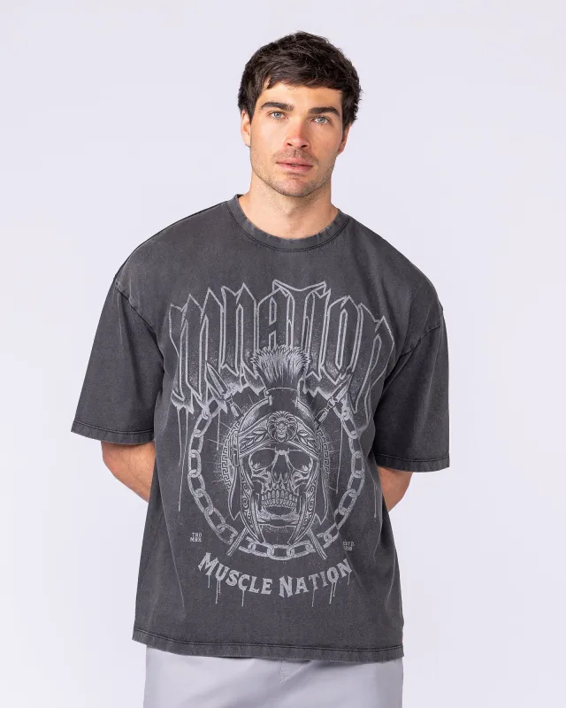 Spartan Oversized Vintage Tee - Washed Black sold by Muscle Nation