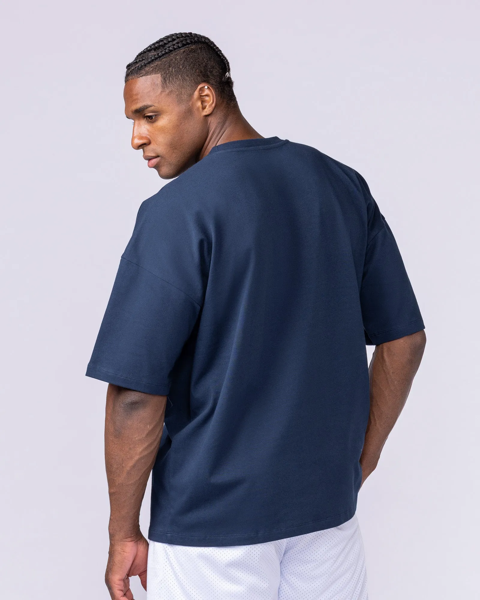 Varsity Oversized Boxy Tee - Navy sold by Muscle Nation product image thumbnail 3