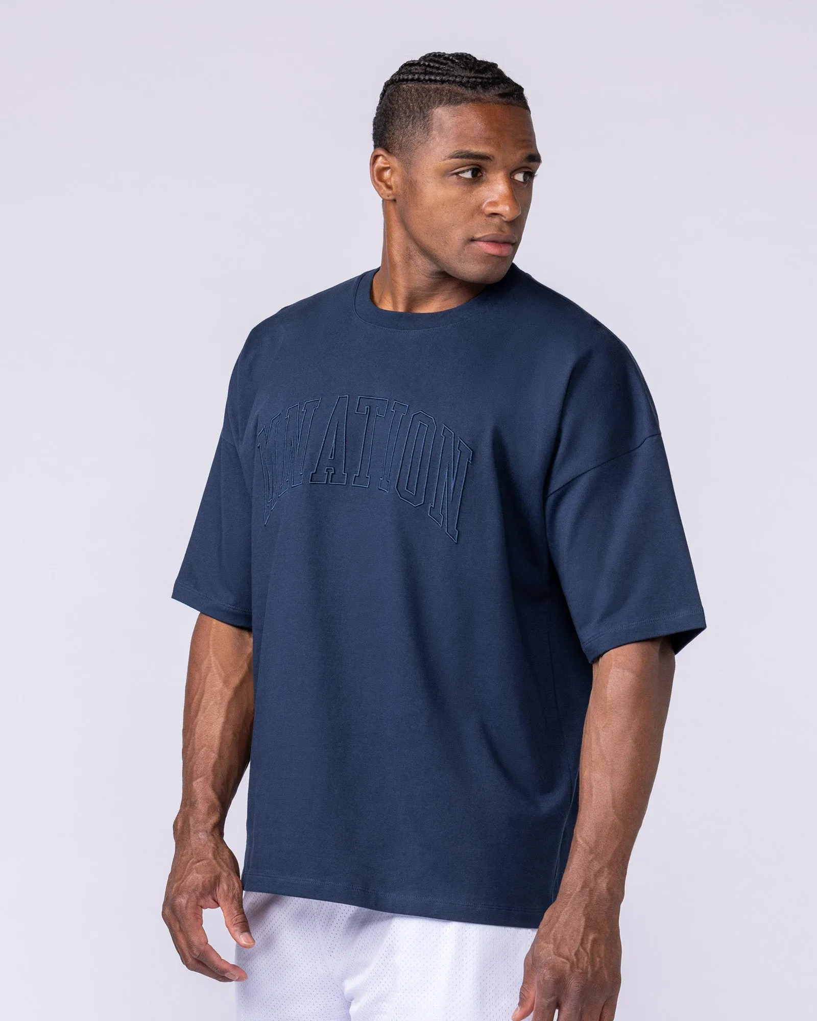 Varsity Oversized Boxy Tee - Navy sold by Muscle Nation product image thumbnail 4