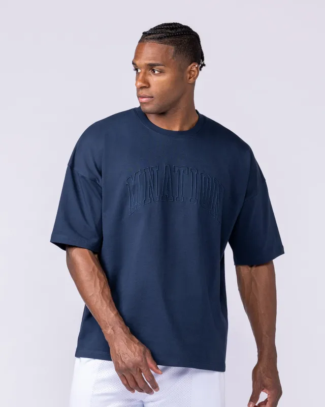 Varsity Oversized Boxy Tee - Navy sold by Muscle Nation