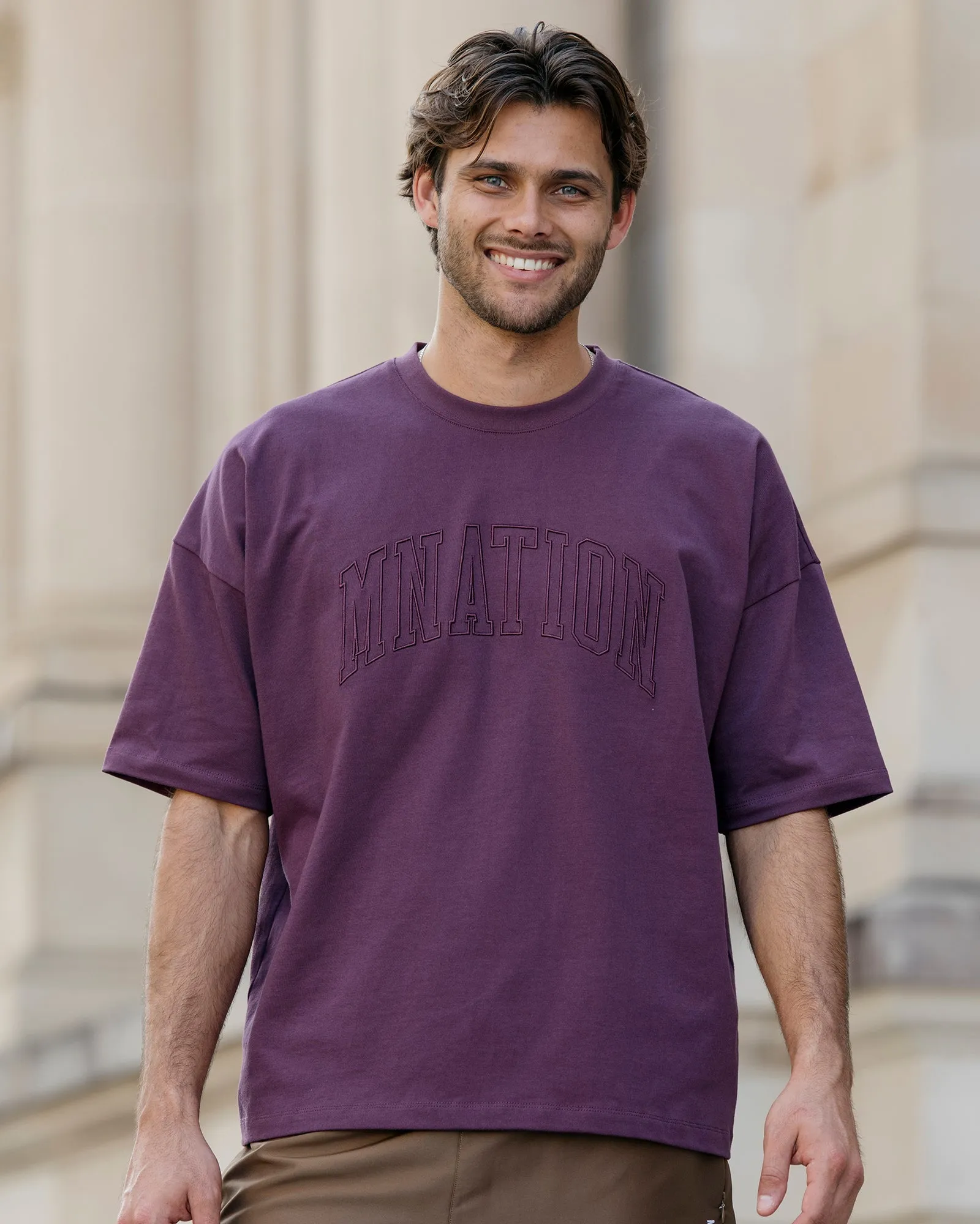 Varsity Oversized Boxy Tee - Cranberry sold by Muscle Nation