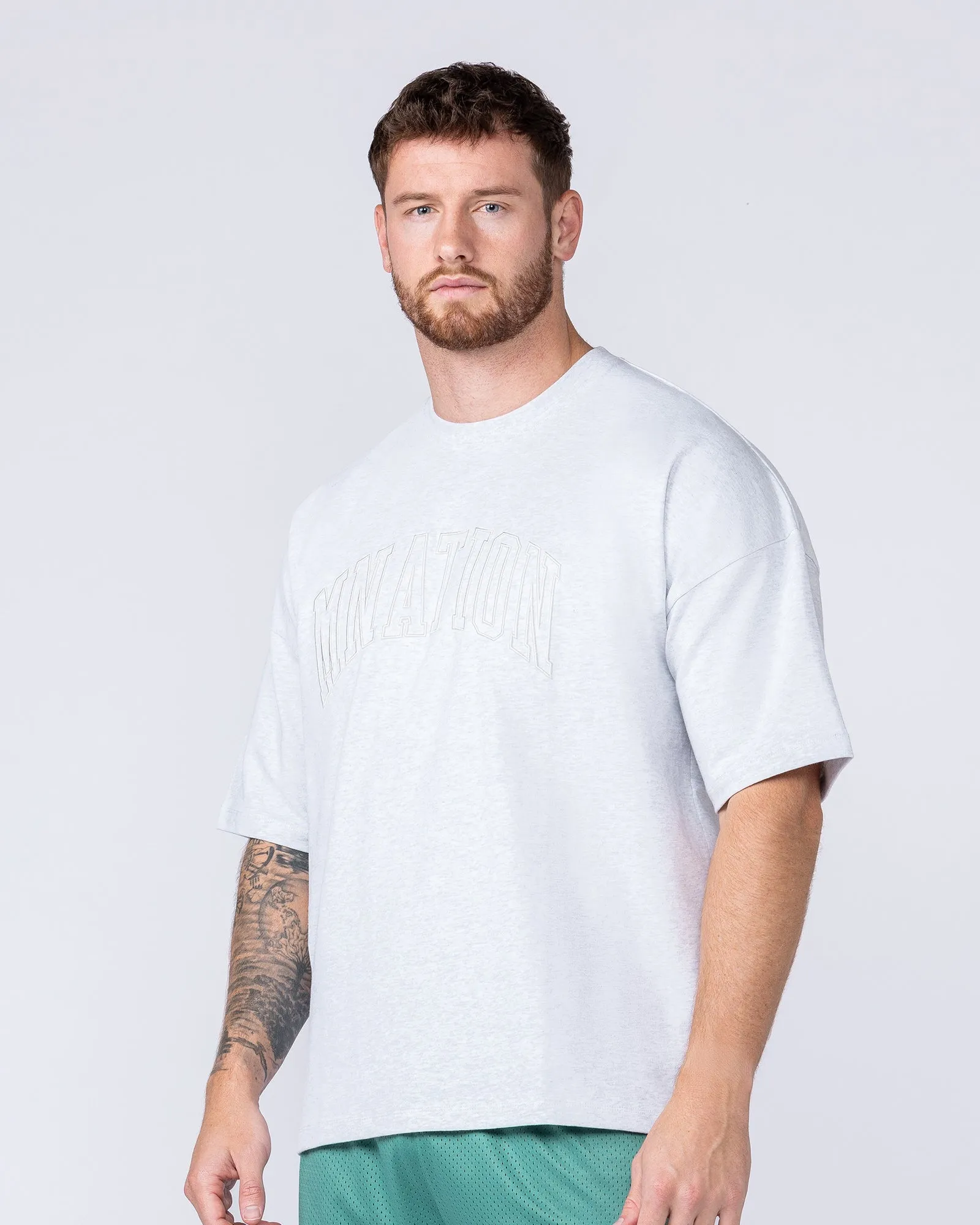 Varsity Oversized Boxy Tee - Snow Grey Marl sold by Muscle Nation product image thumbnail 3