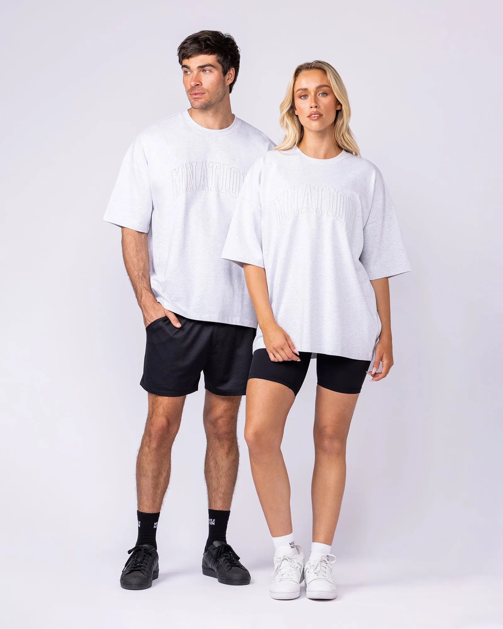 Varsity Oversized Boxy Tee - Snow Grey Marl sold by Muscle Nation product image thumbnail 5