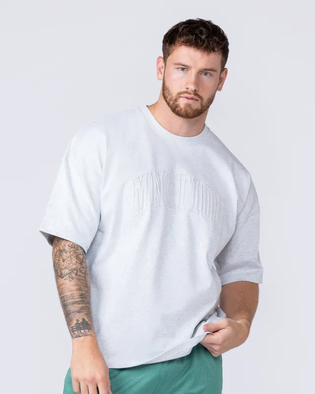 Varsity Oversized Boxy Tee - Snow Grey Marl sold by Muscle Nation