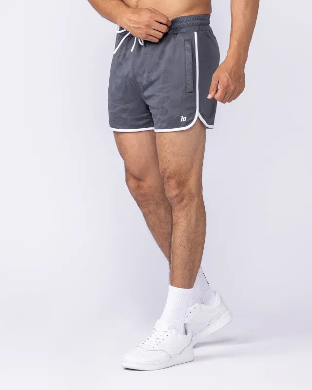 Tech Camo Retro Shorts - Dark Grey Camo sold by Muscle Nation