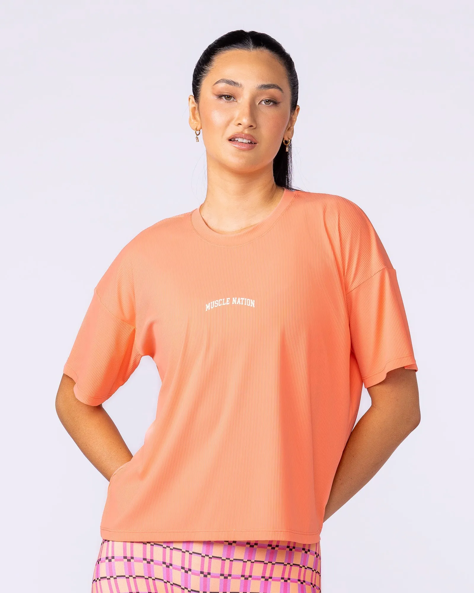 Rib Boxy Training Tee - Peachy sold by Muscle Nation
