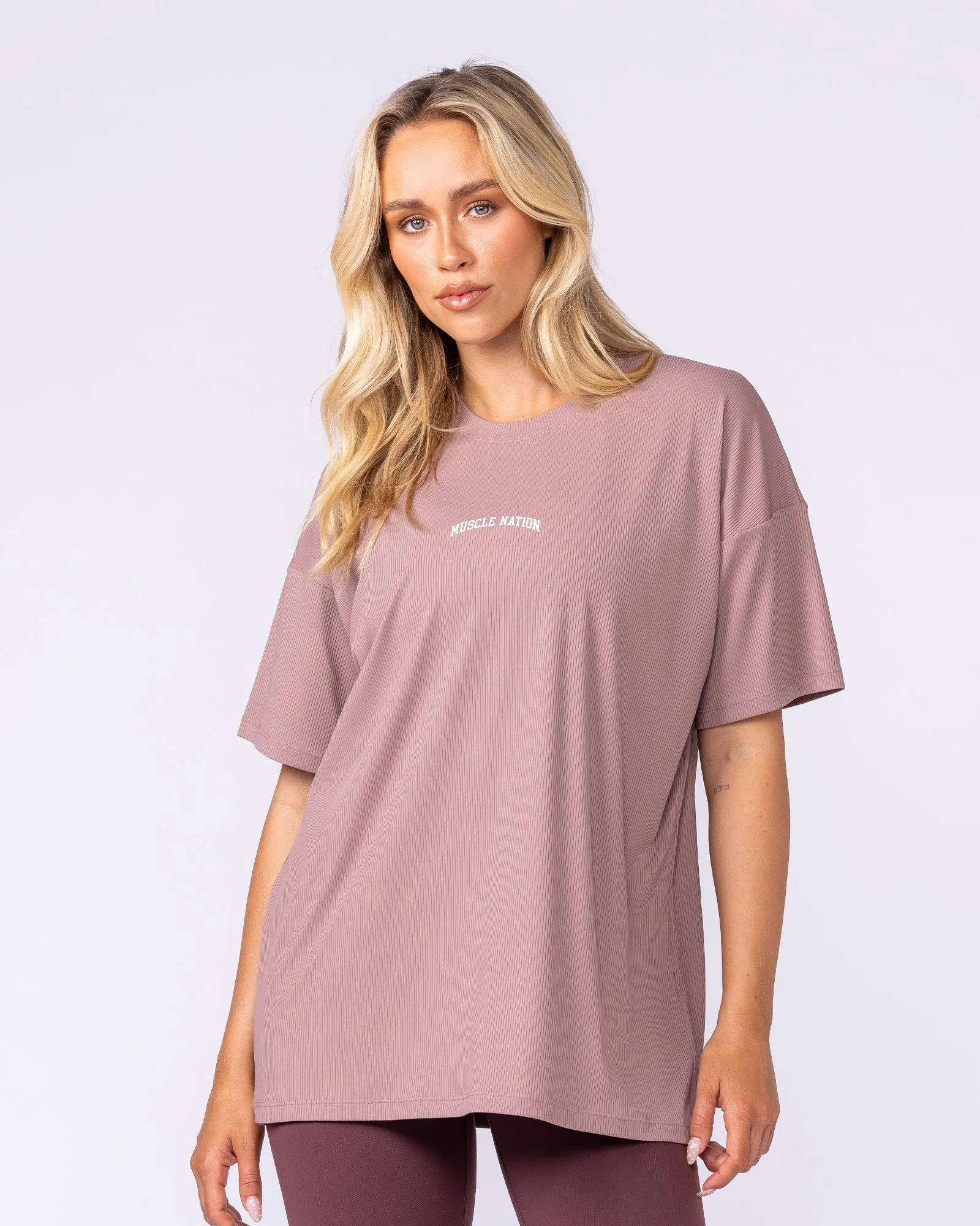 Relaxed Rib Training Tee - Mocha Berry sold by Muscle Nation product image thumbnail 3