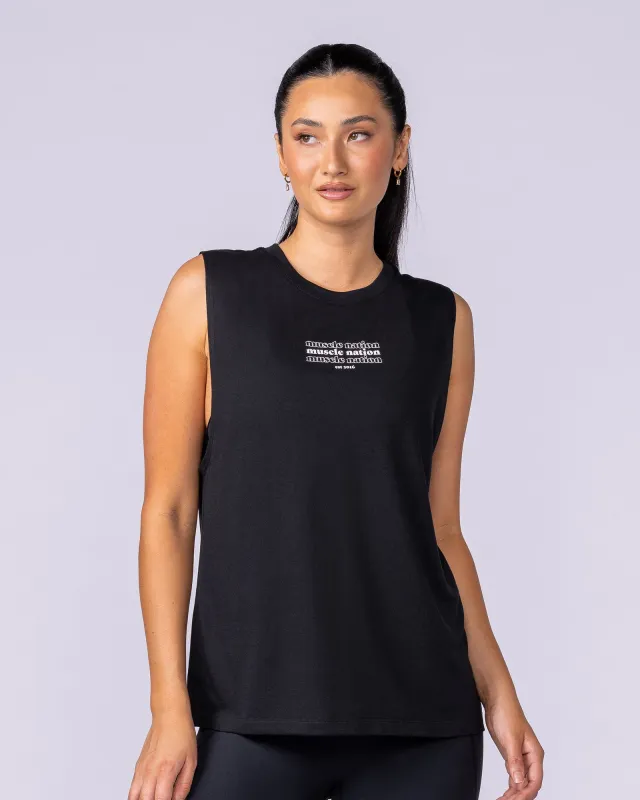 Results Drop Arm Tank - Black sold by Muscle Nation