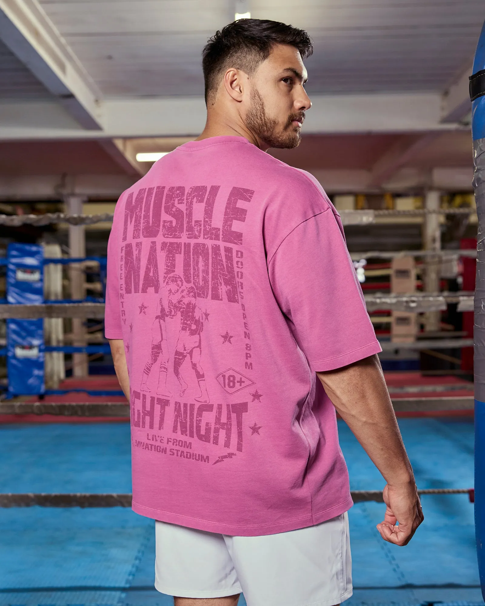 Ringside Oversized Vintage Tee - Washed Wild Rose sold by Muscle Nation