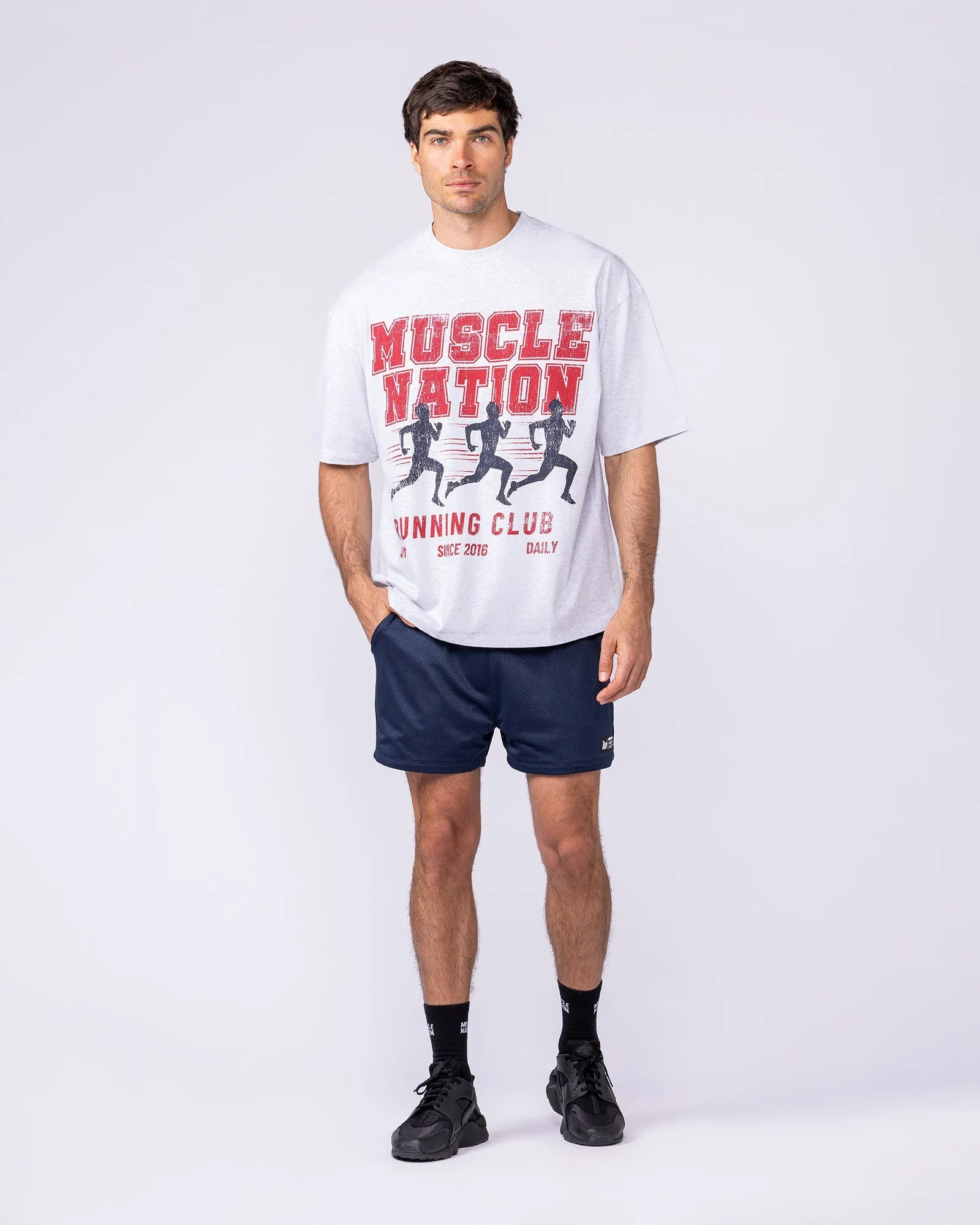 Mens Running Club Oversized Tee - Snow Grey Marl sold by Muscle Nation product image thumbnail 5
