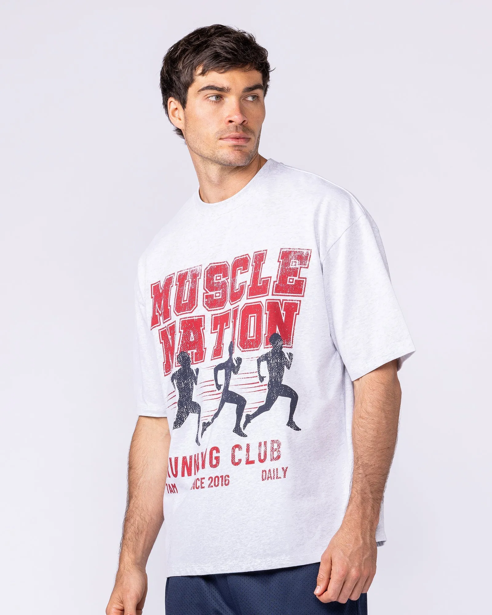 Mens Running Club Oversized Tee - Snow Grey Marl sold by Muscle Nation product image thumbnail 3