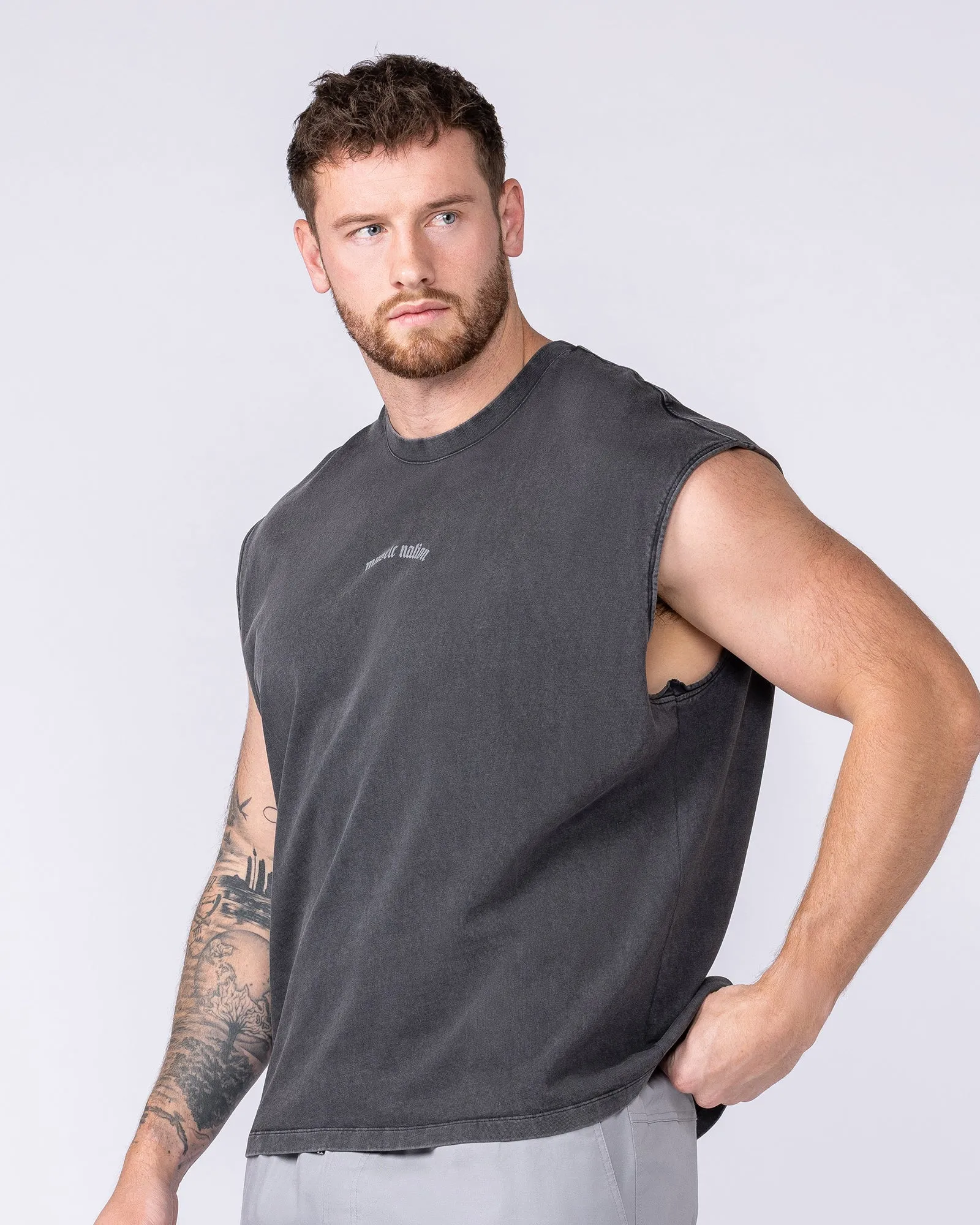 Lifting Club Vintage Boxy Muscle Tank - Washed Black sold by Muscle Nation product image thumbnail 4