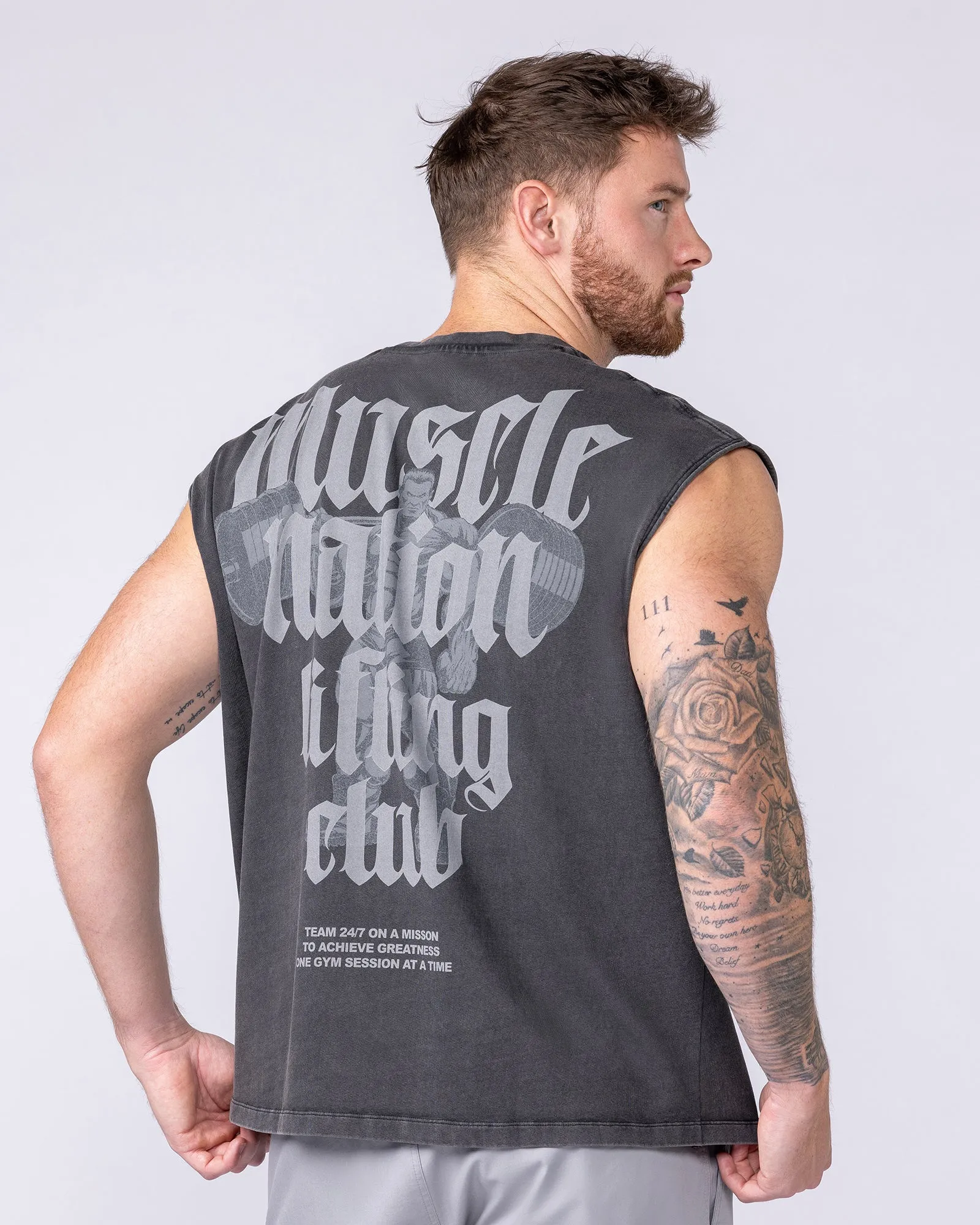 Lifting Club Vintage Boxy Muscle Tank - Washed Black sold by Muscle Nation product image thumbnail 5