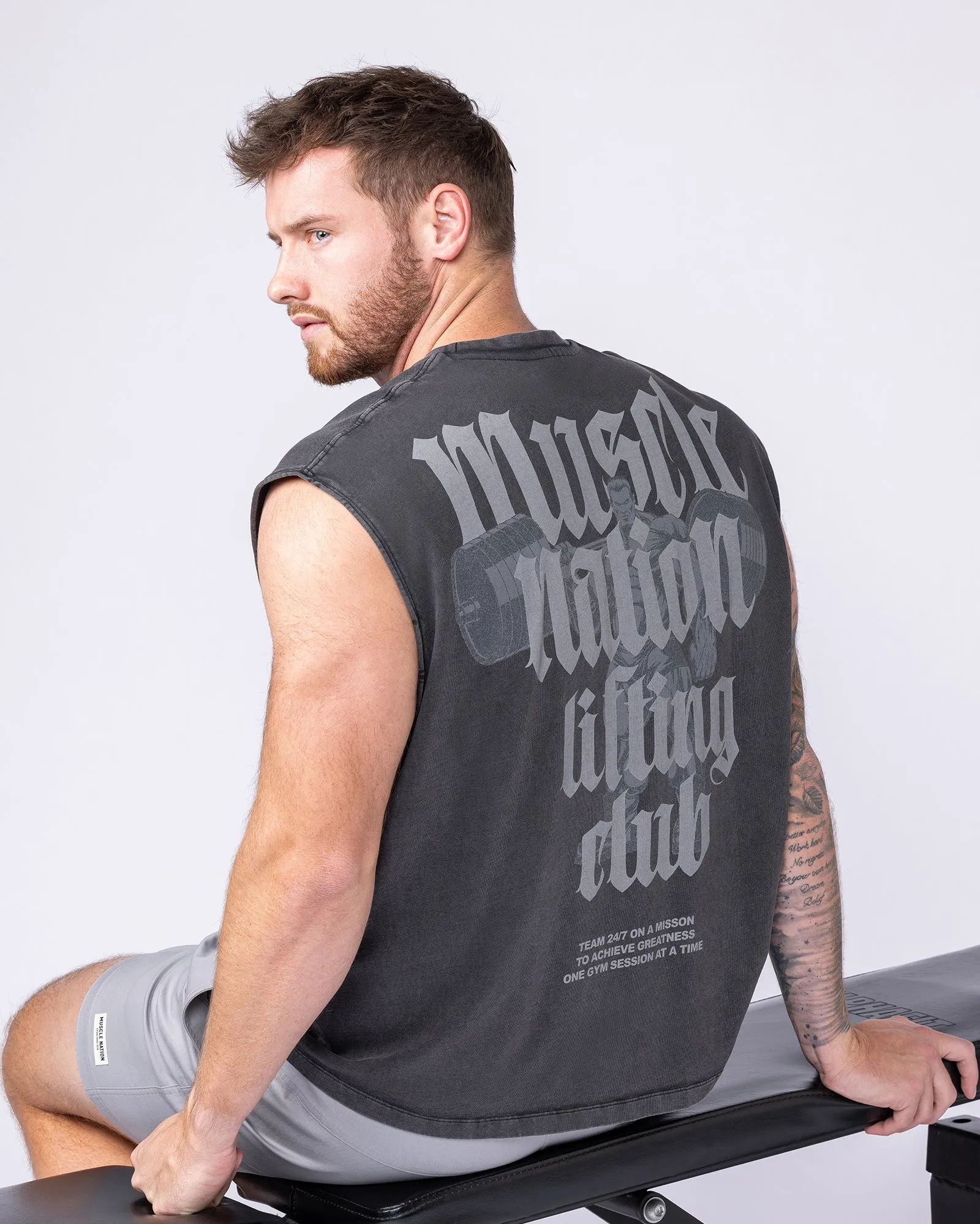 Lifting Club Vintage Boxy Muscle Tank - Washed Black sold by Muscle Nation product image thumbnail 3