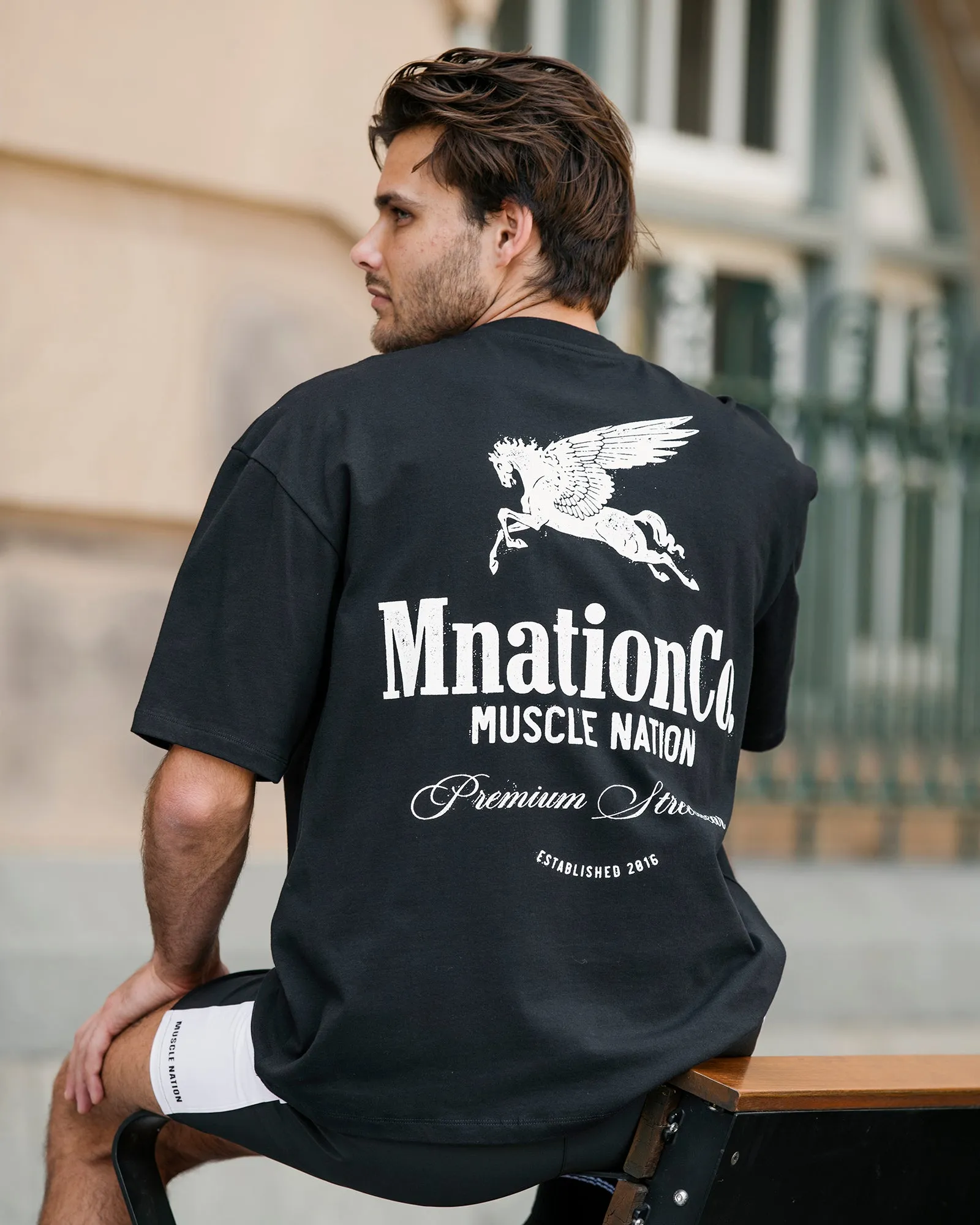 Pegasus Oversized Tee - Black sold by Muscle Nation