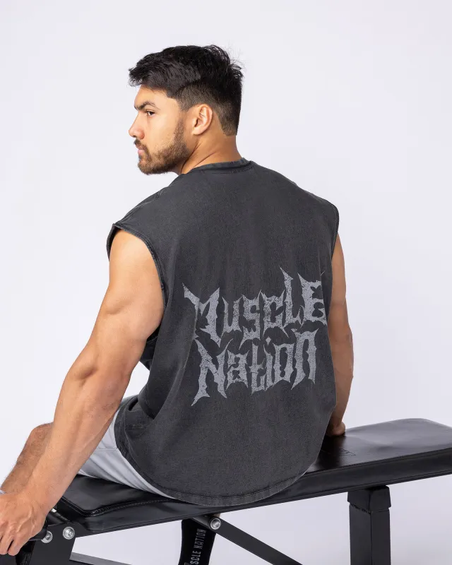 Metal Vintage Boxy Muscle Tank - Washed Black sold by Muscle Nation