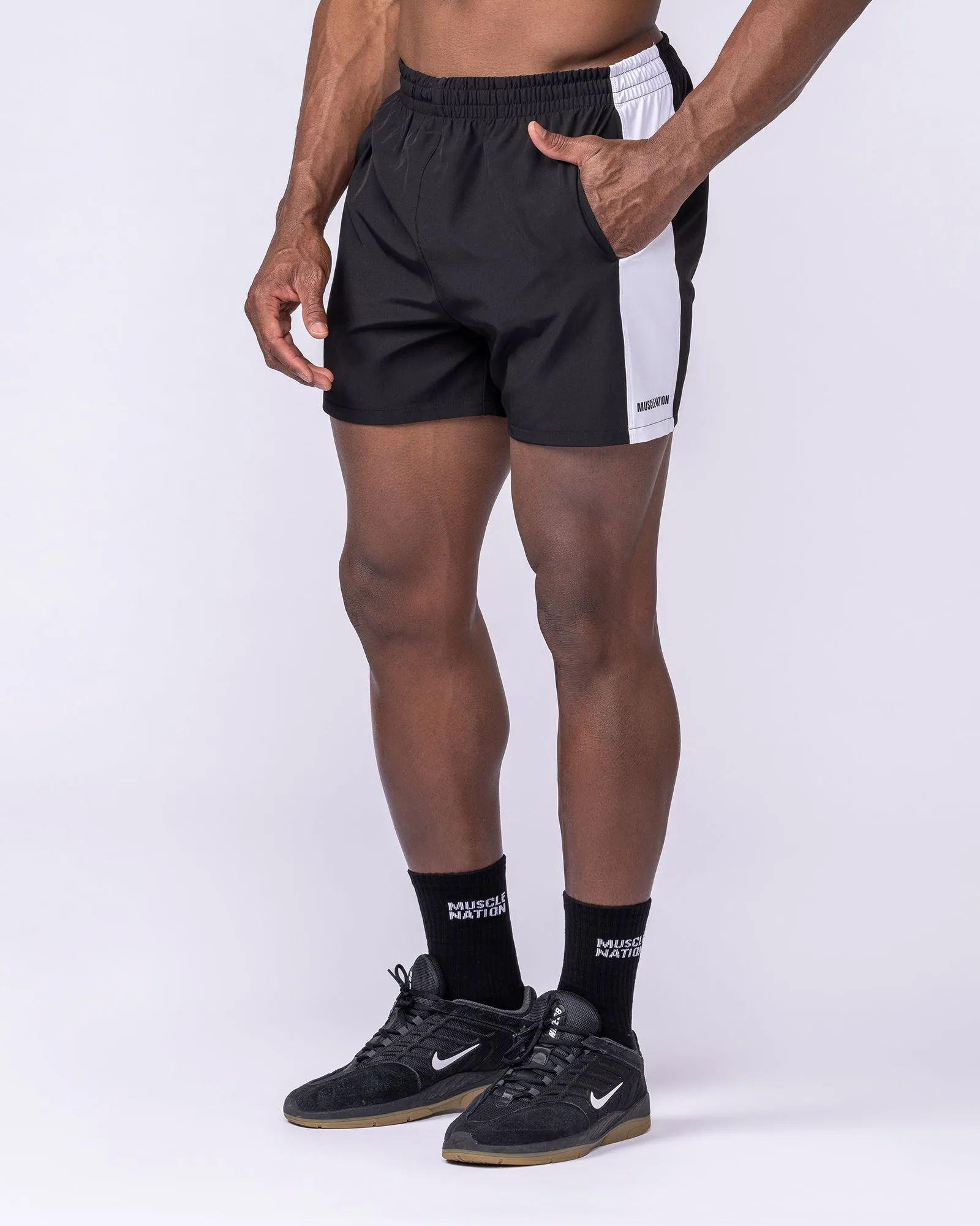 Panelled Function 4" Shorts - Black sold by Muscle Nation