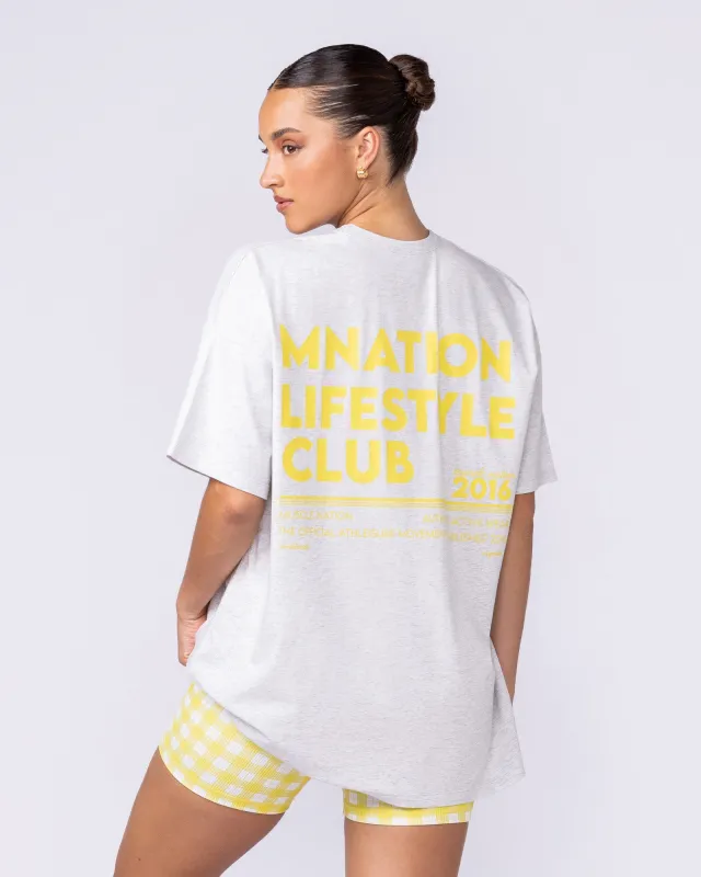 Lifestyle Club Oversized Tee - Snow Grey Marl sold by Muscle Nation