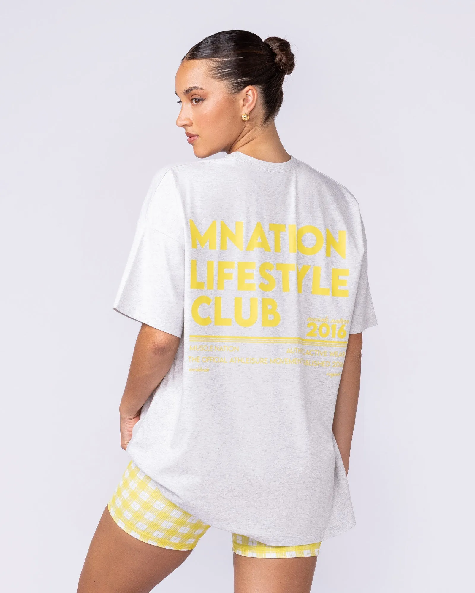 Lifestyle Club Oversized Tee - Snow Grey Marl sold by Muscle Nation