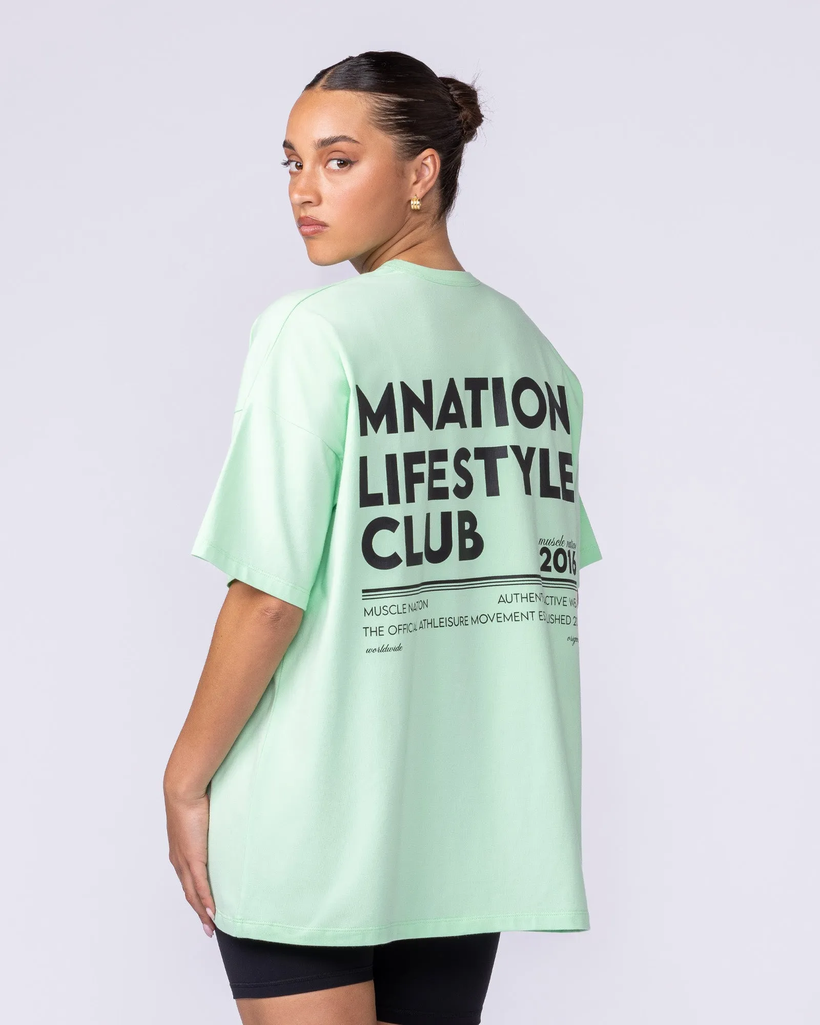 Lifestyle Club Oversized Tee - Lime Splice sold by Muscle Nation