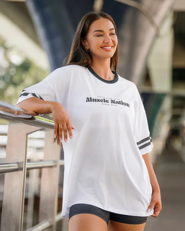 MN Club Oversized Tee - White sold by Muscle Nation