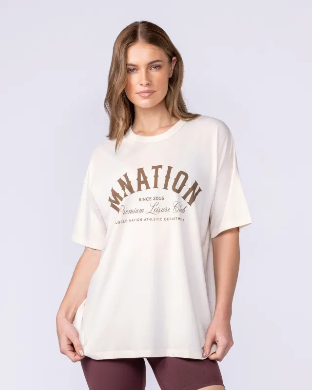 MN Saloon Oversized Tee - Travertine sold by Muscle Nation
