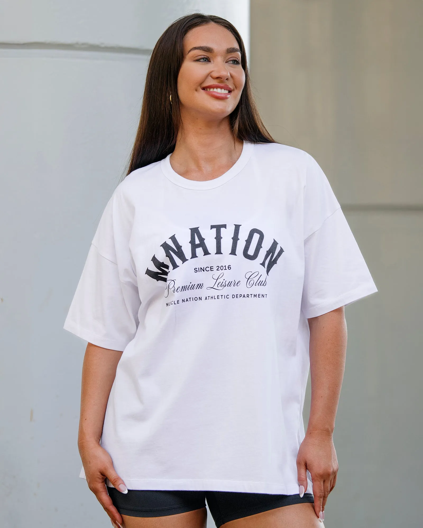 MN Saloon Oversized Tee - White sold by Muscle Nation