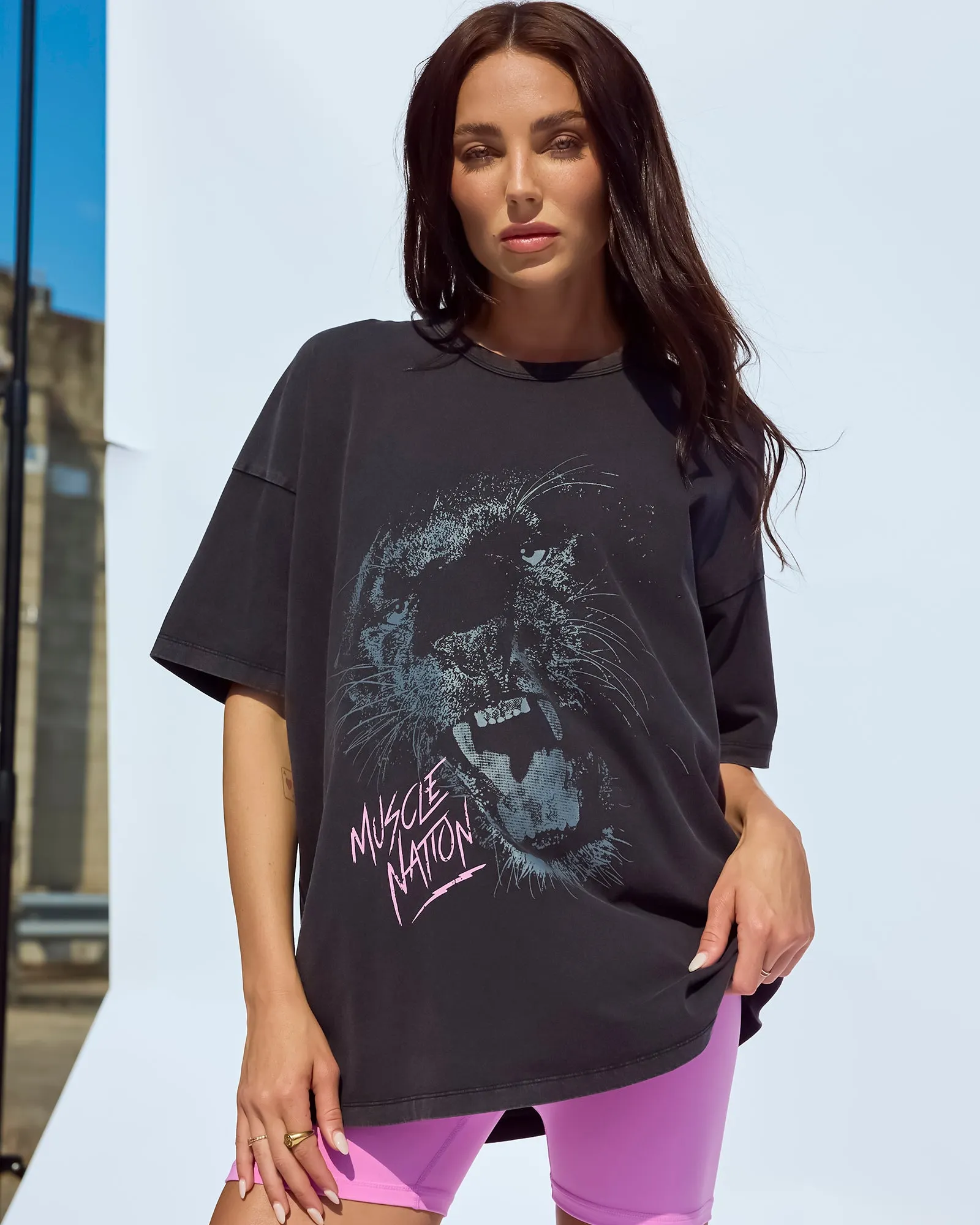 Panther Oversized Vintage Tee - Washed Black sold by Muscle Nation