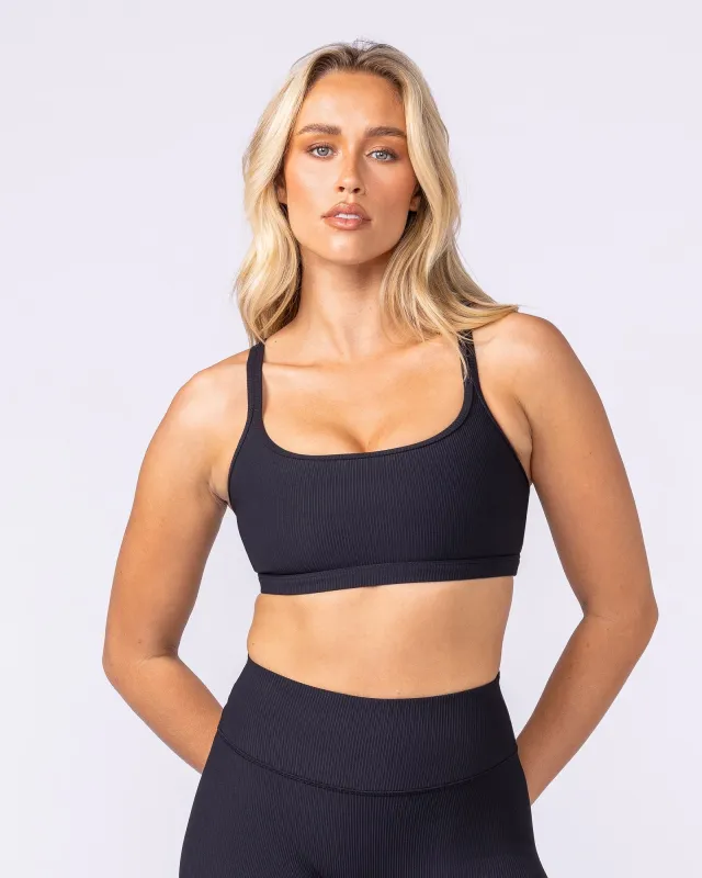 Pace It Rib Bra - Black sold by Muscle Nation