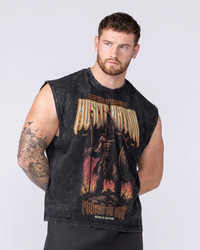 Immortal Vintage Boxy Muscle Tank - Washed Black sold by Muscle Nation