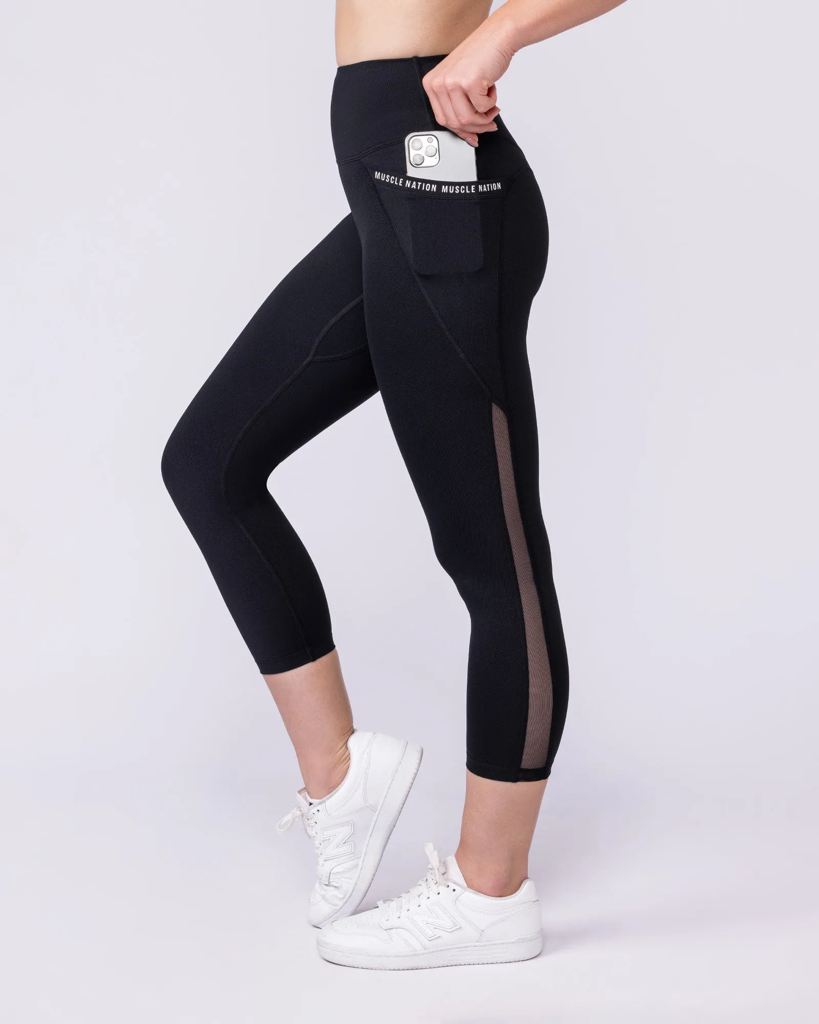 Illusion Signature Pocket 7/8 Leggings - Black sold by Muscle Nation product image thumbnail 3