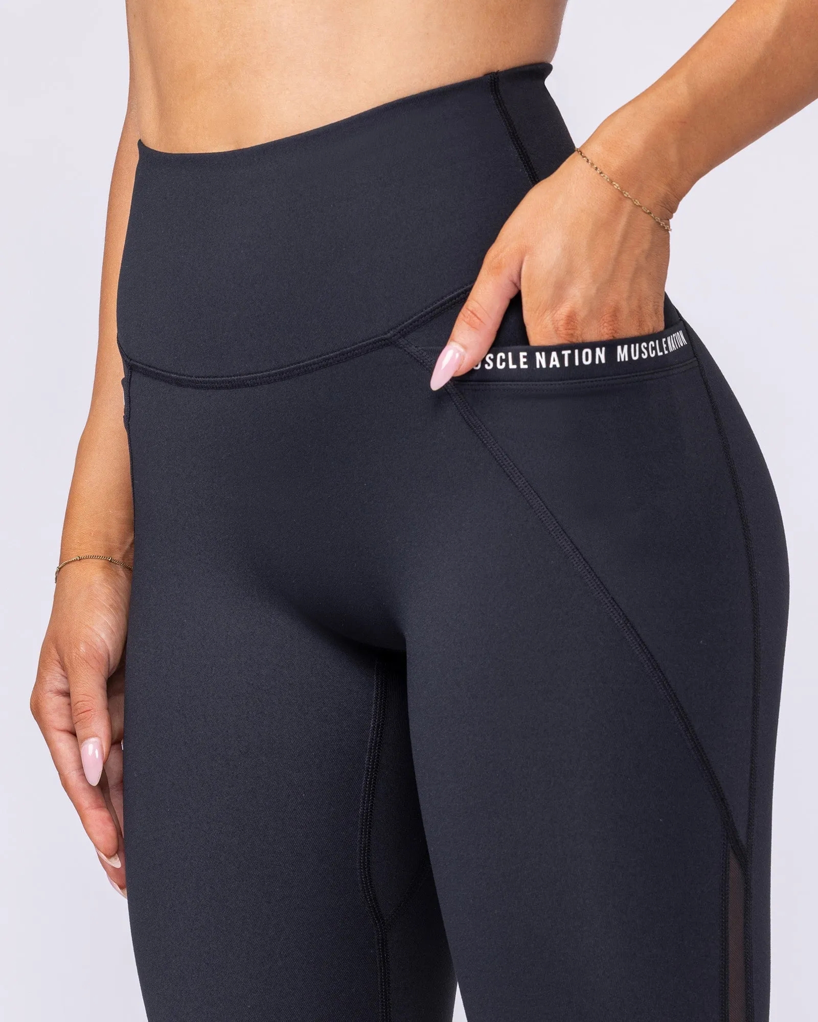 Illusion Signature Pocket Ankle Length Leggings - Black sold by Muscle Nation product image thumbnail 4