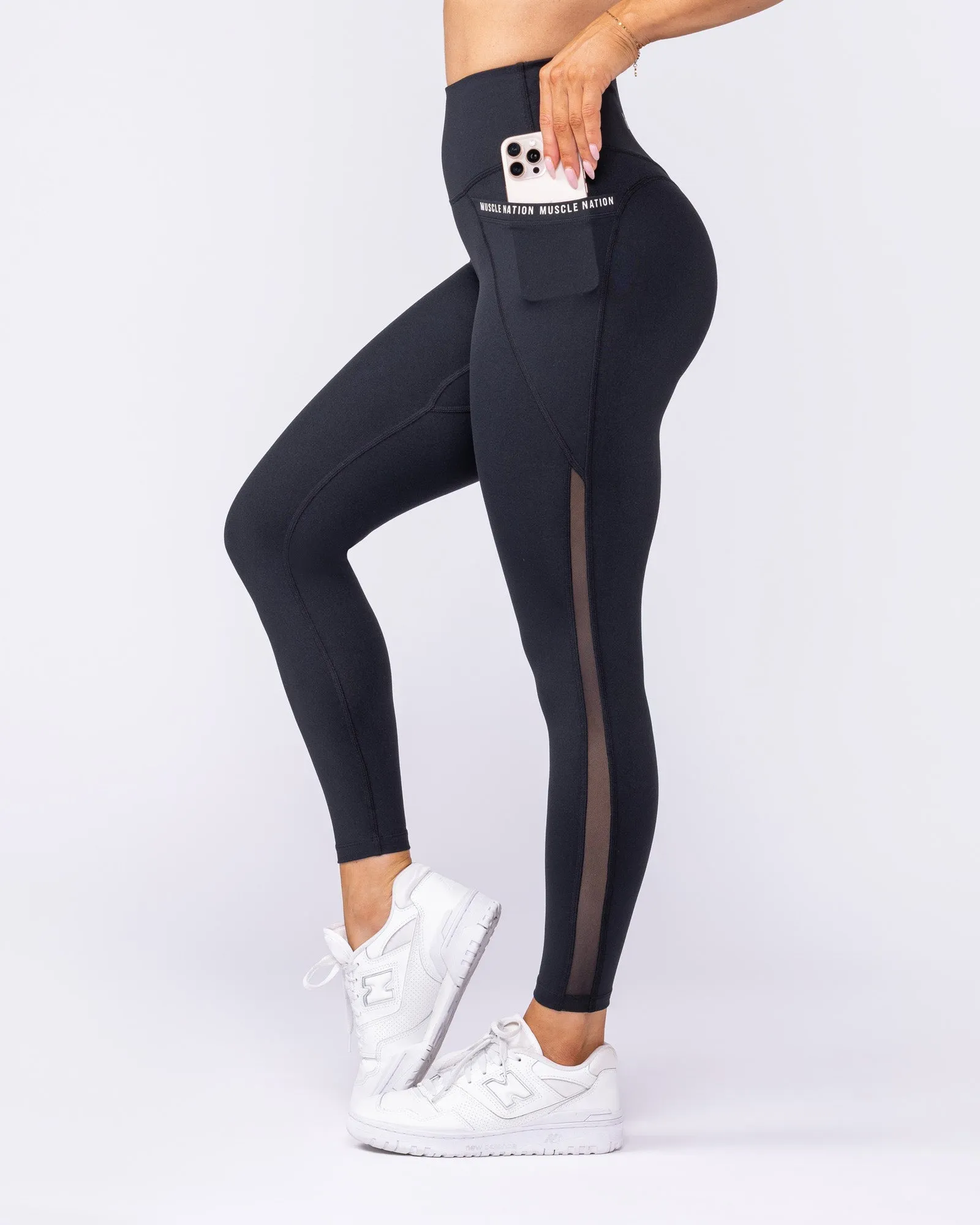 Illusion Signature Pocket Ankle Length Leggings - Black sold by Muscle Nation product image thumbnail 2