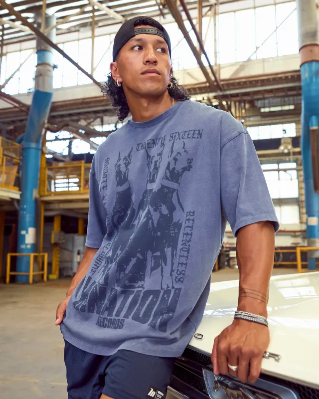 Doberman Oversized Vintage Tee - Washed Atlantis sold by Muscle Nation