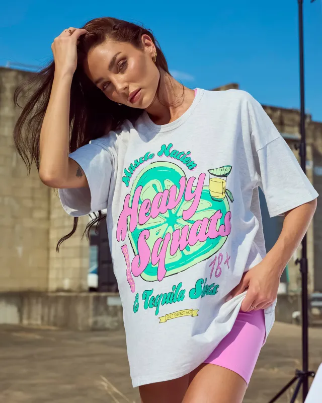 Blanco Oversized Tee - Snow Grey Marl sold by Muscle Nation