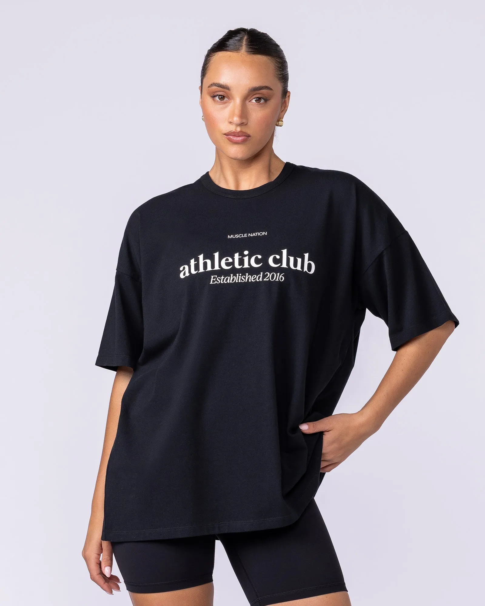 Athletic Club Oversized Tee - Black sold by Muscle Nation product image thumbnail 3