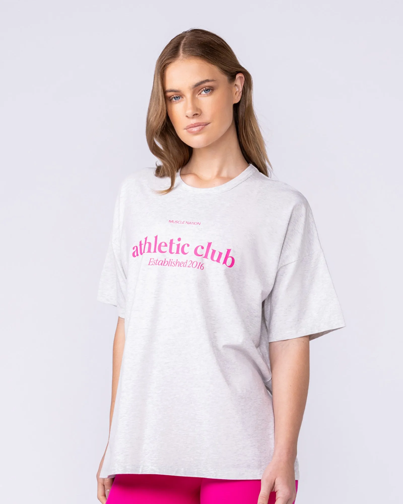 Athletic Club Oversized Tee - Snow Grey Marl sold by Muscle Nation product image thumbnail 4